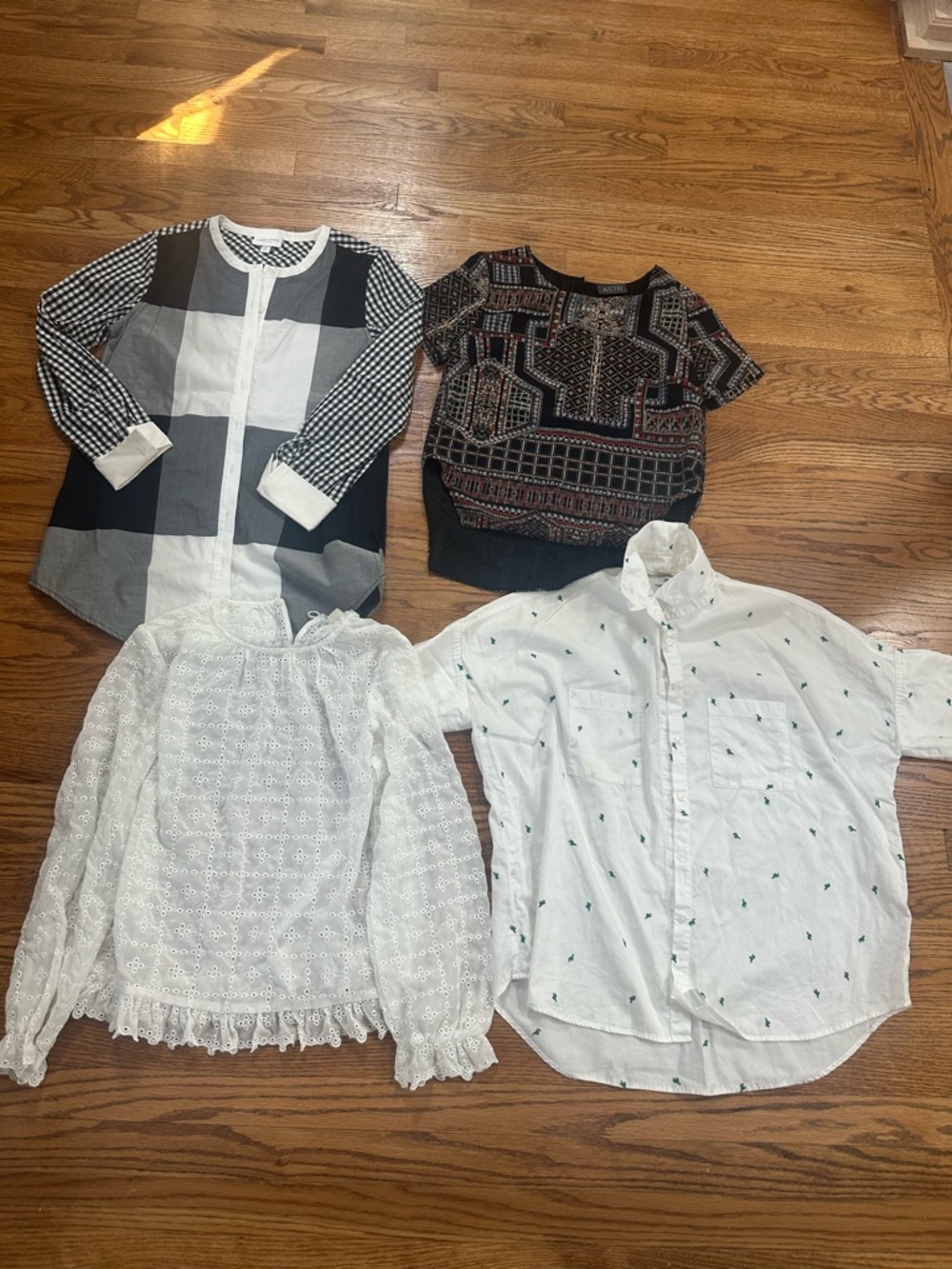 set of 4 blouses - Madewell, ASTR the label, H&M, Adam Lippes for Target